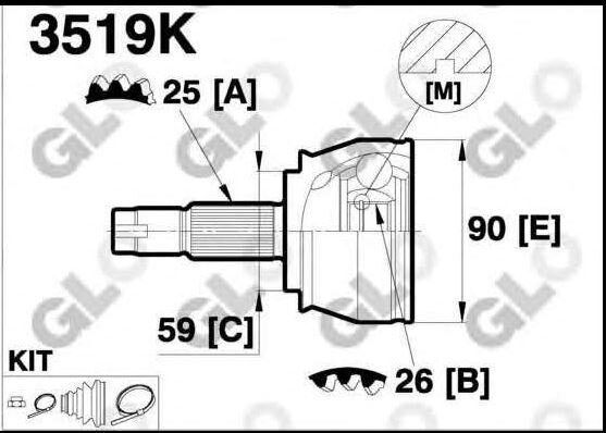Kit cap planetara GLO 3519K original (Alfa Romeo, Fiat, Lancia)